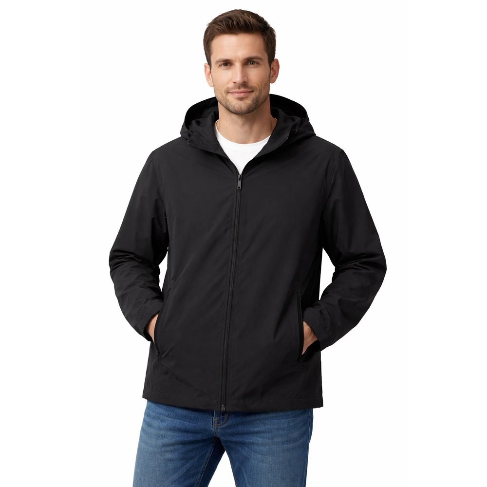 ALFANI Mens Small Rain Jacket Gray Hooded Full Zip Lightweight Gorpcore Coat
